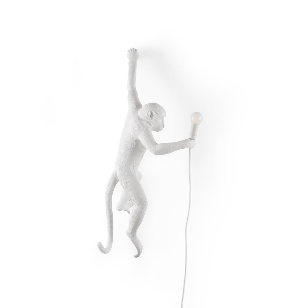 Bakside av Monkey Lamp LED dekorativ vegglampe hvit venstre