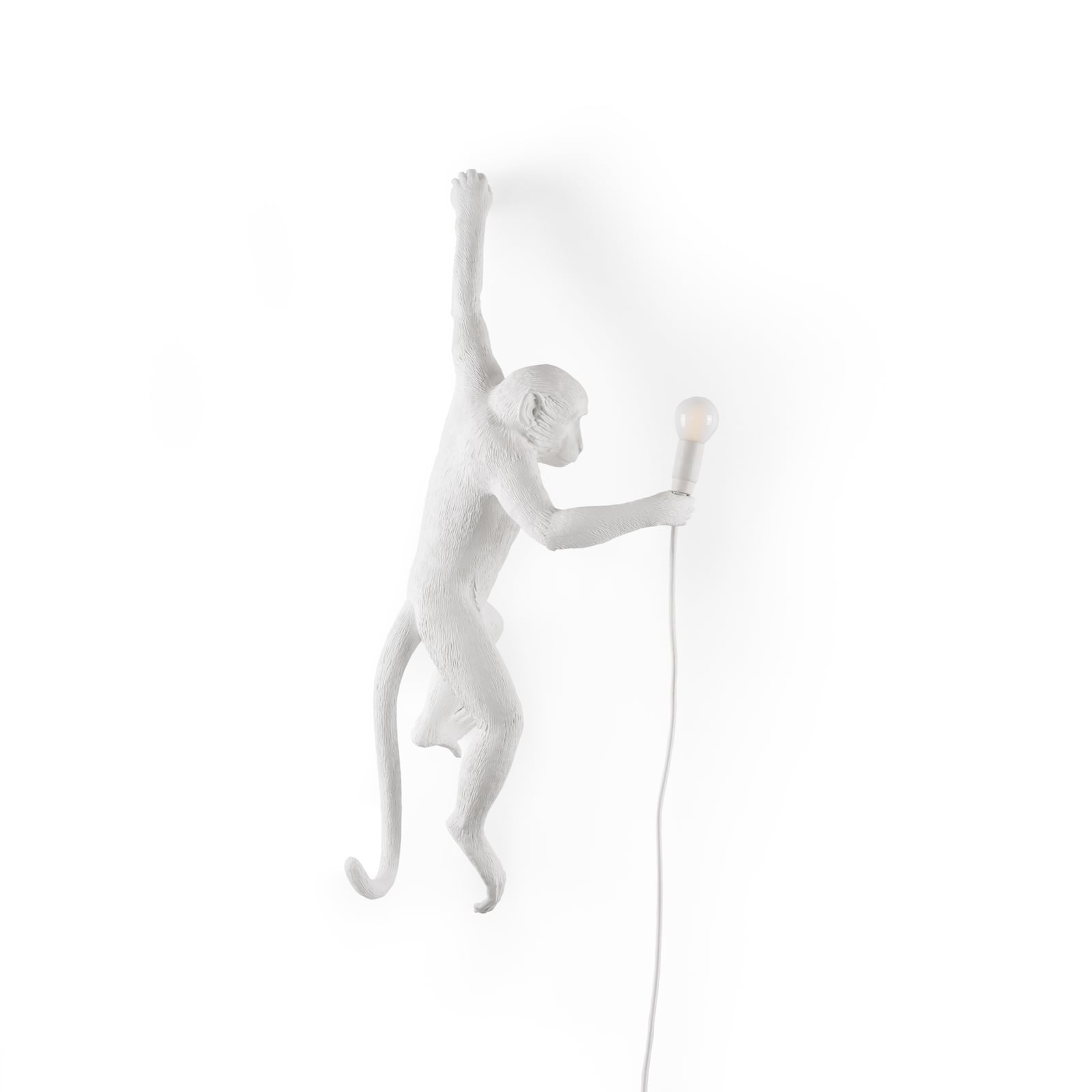 Bakside av Monkey Lamp LED dekorativ vegglampe hvit venstre
