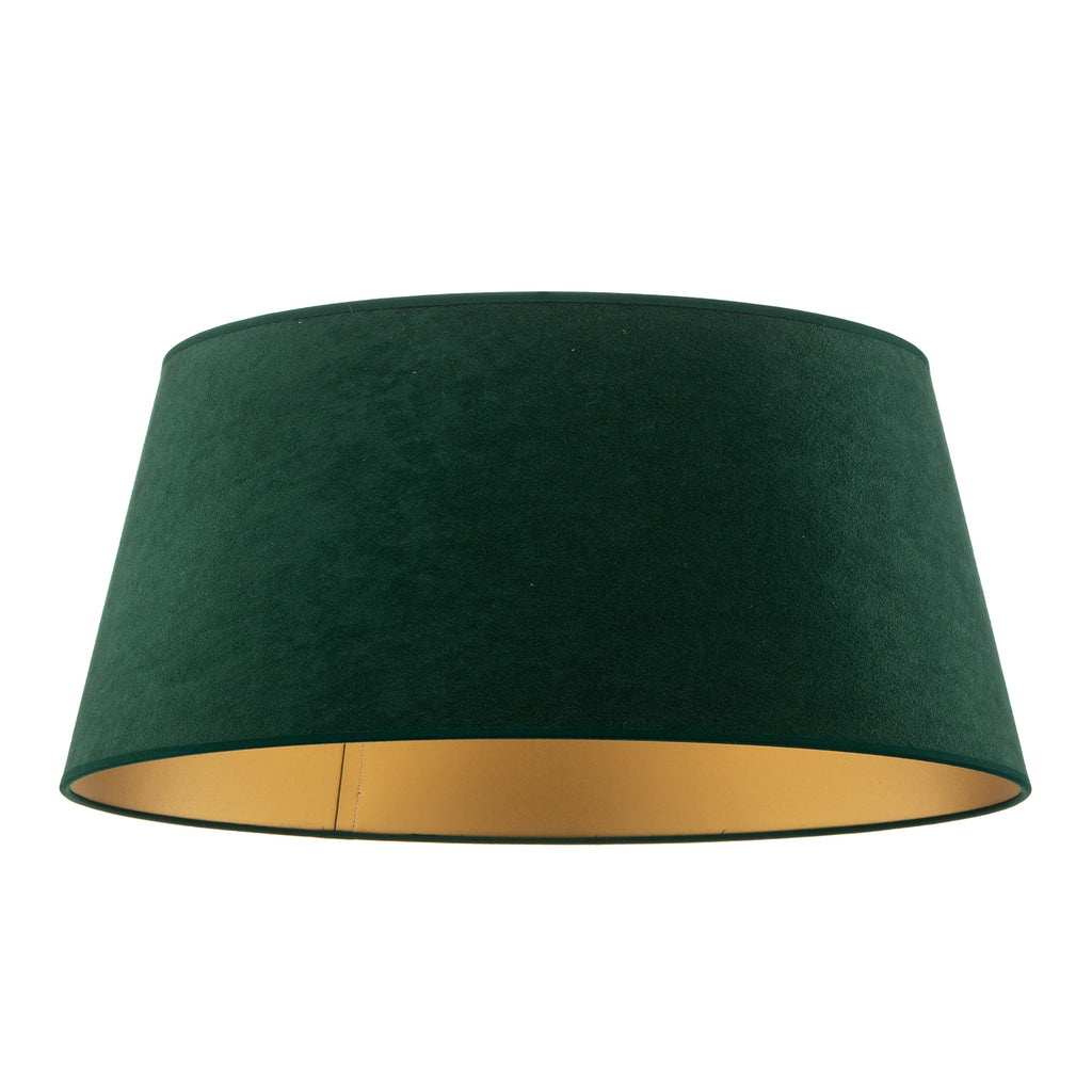 Montert lampe med Lampeskjerm Cone semsket skinn mørkegrønn/gull