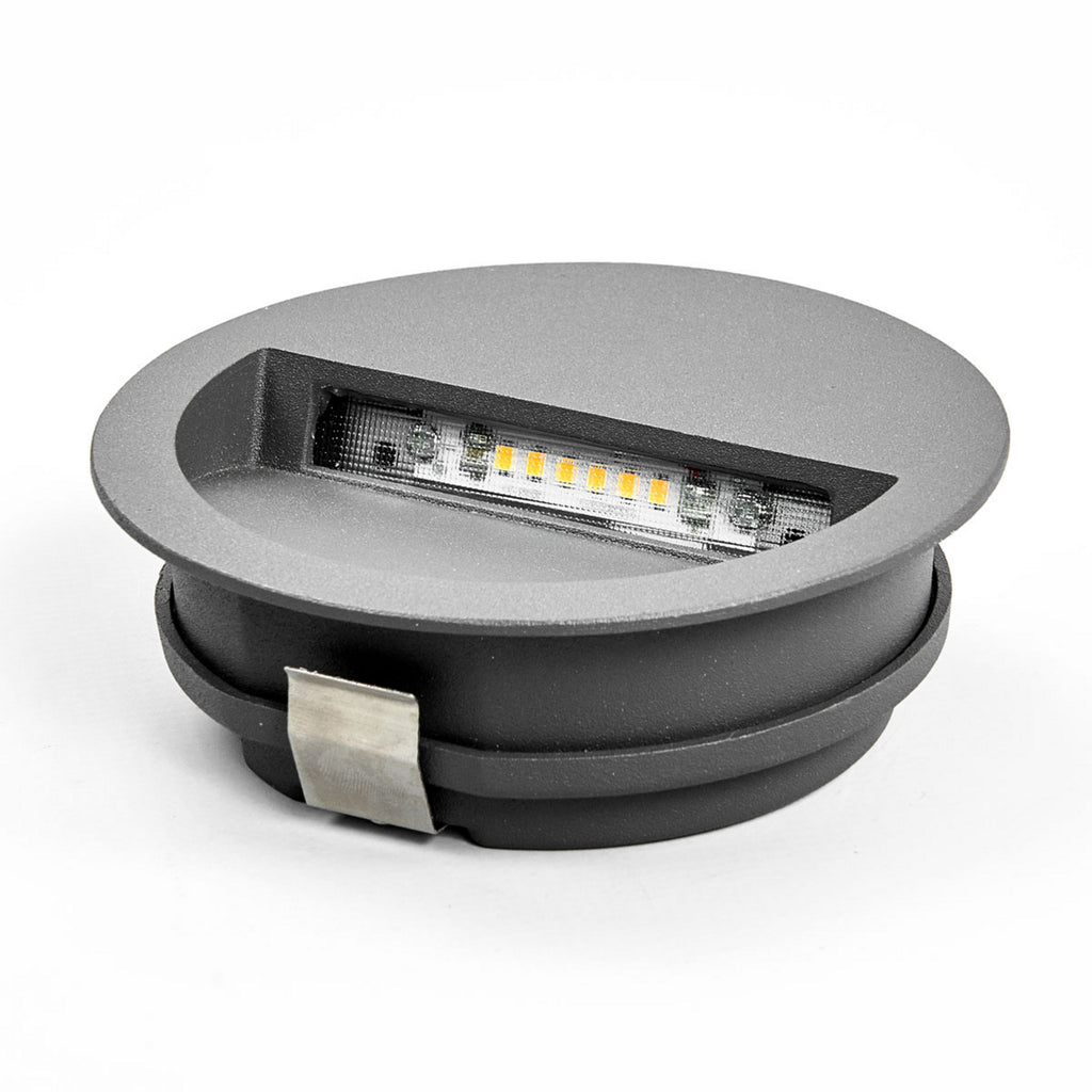 Montert LED innfellingsvegglampe Loya rund grå på vegg