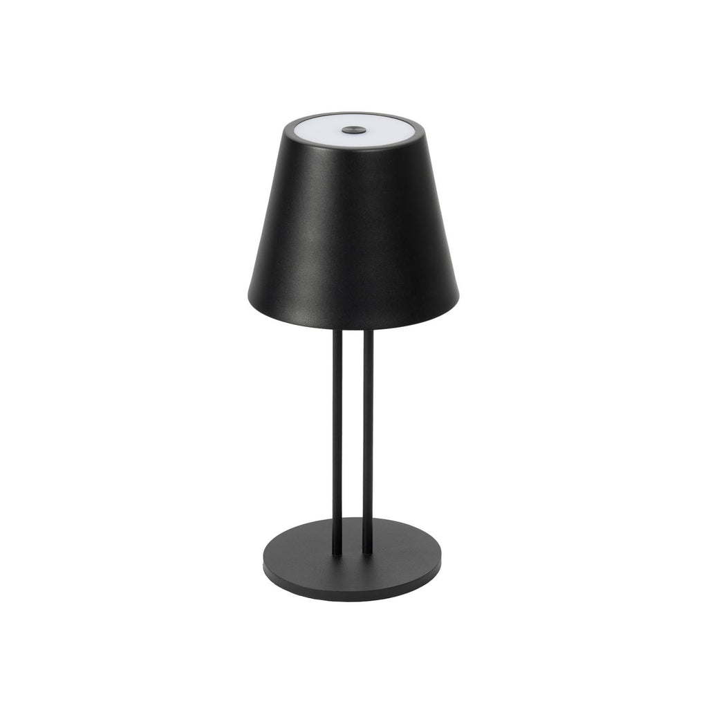 Montert LED oppladbar bordlampe Janea TWIN svart metall på bord