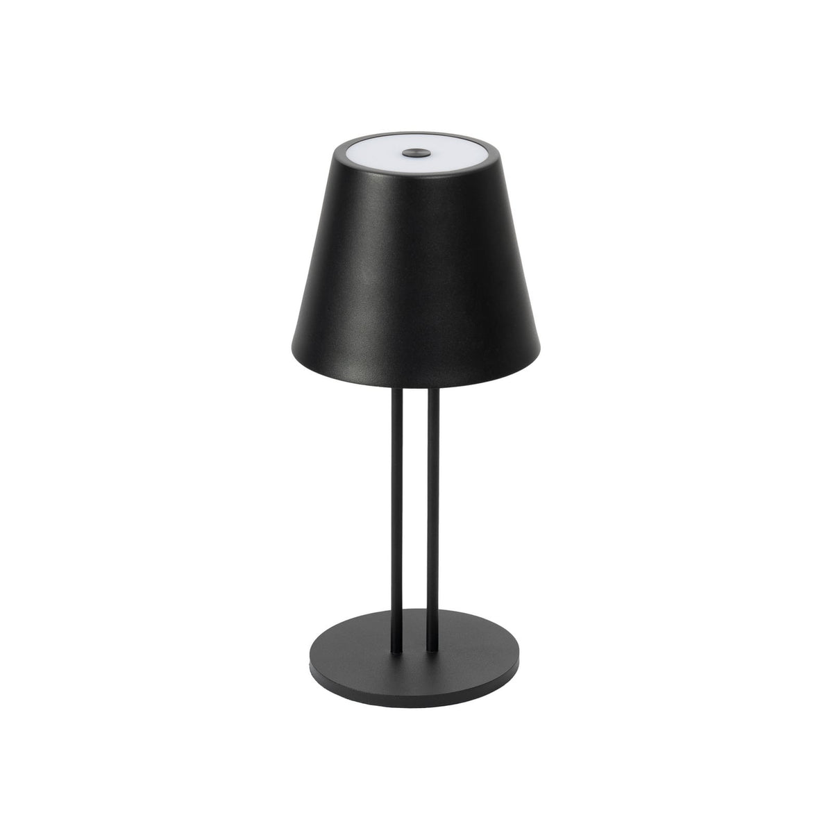 Montert LED oppladbar bordlampe Janea TWIN svart metall på bord