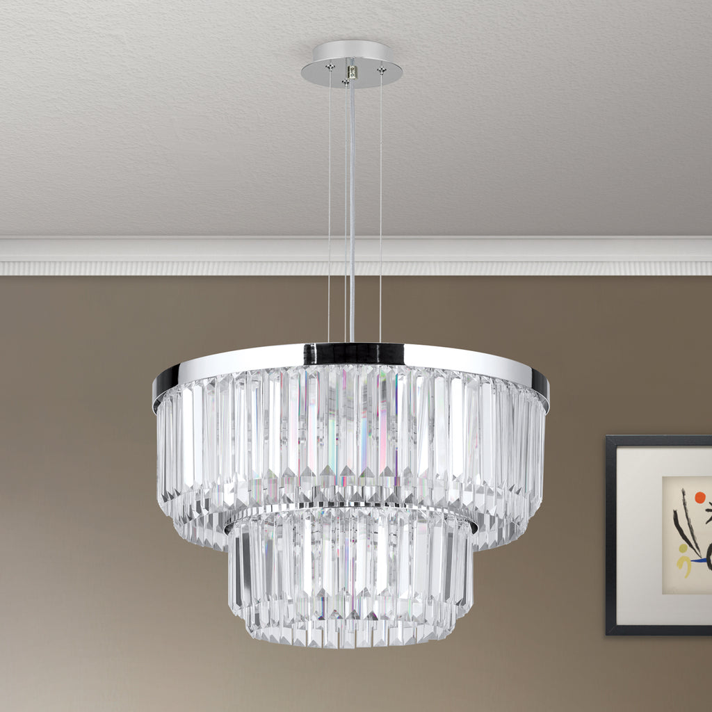 Montert LED pendellampe Prism krystallglass dimbar i rom
