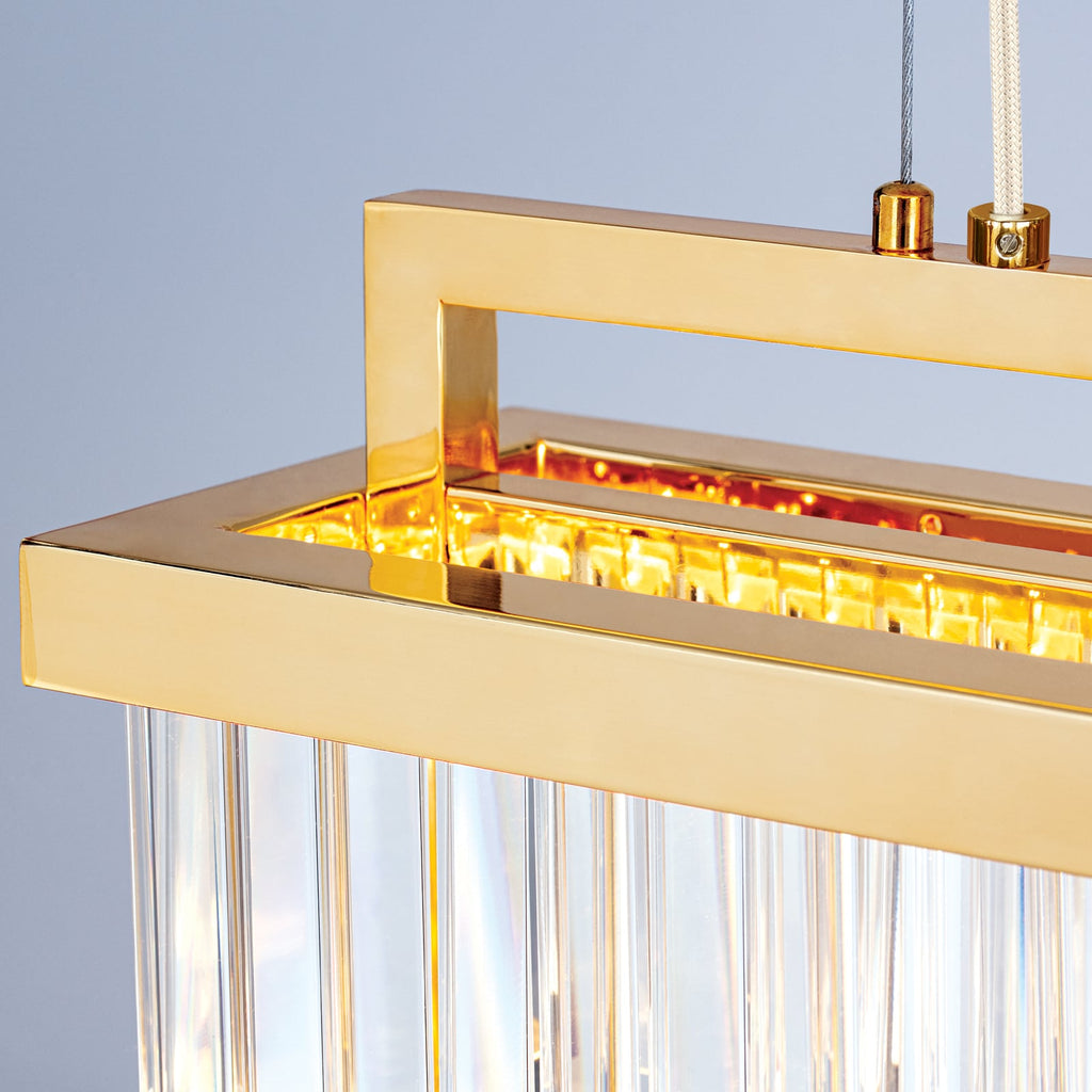 Montert LED pendellampe Prism krystallglass gull 90 cm dimbar i rom