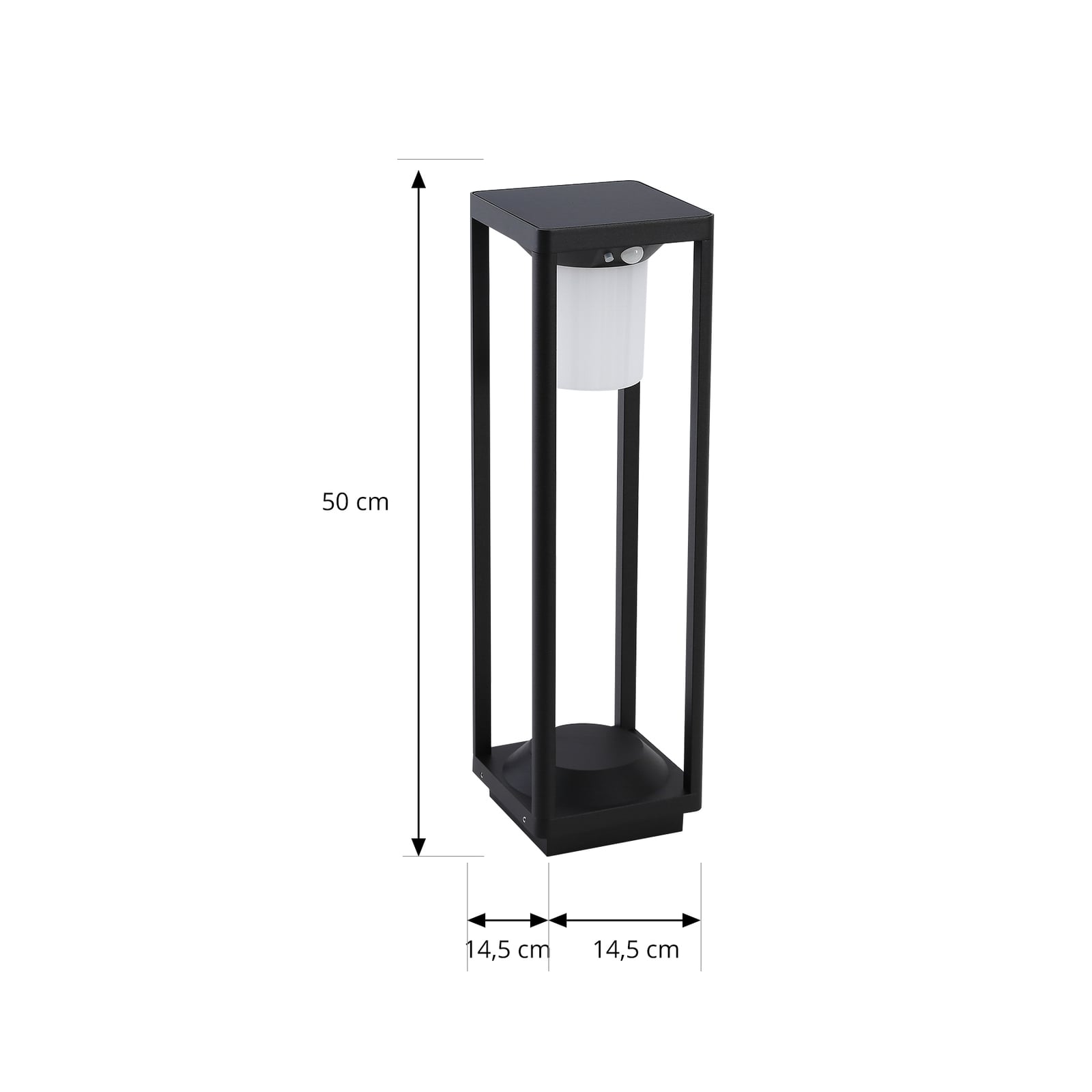 Montert LED solcelle sti-lampe Nilea med bevegelsessensor svart i hage