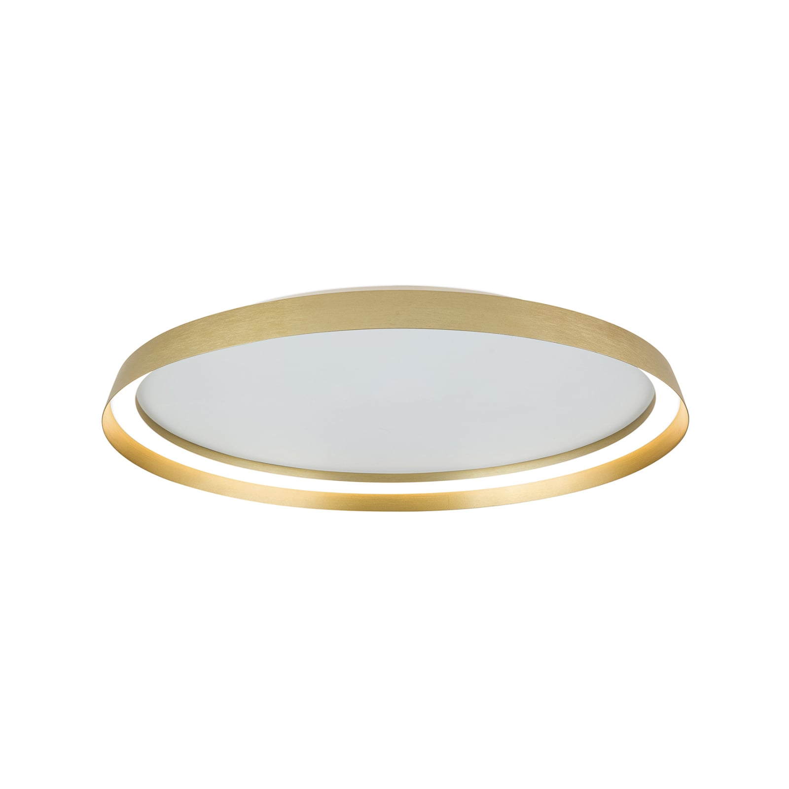 Montert LED taklampe Manta aluminium gull CCT dimbar Ø60 cm i rom