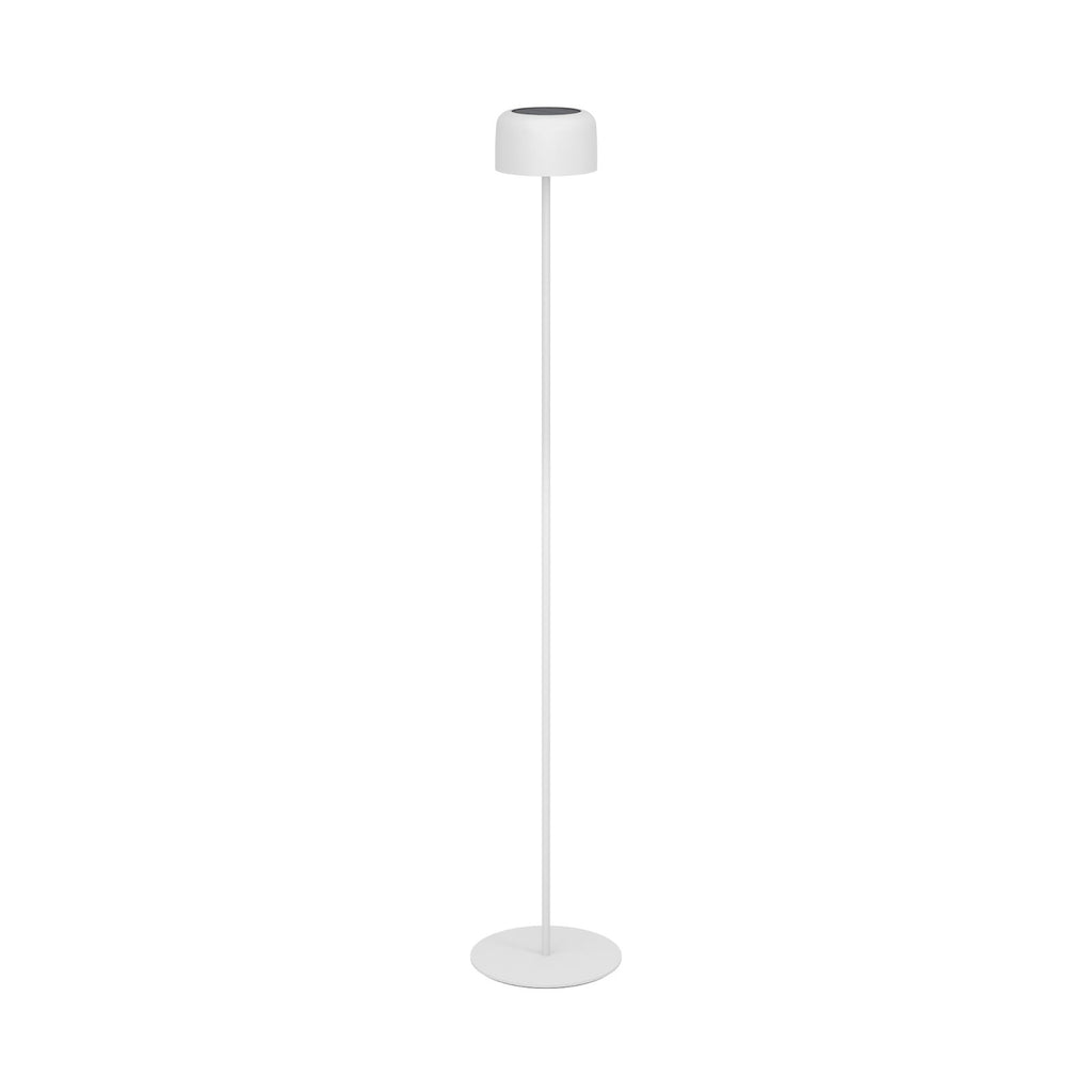 Montert Solcellelampe LED Roccanova-L stål hvit på terrasse