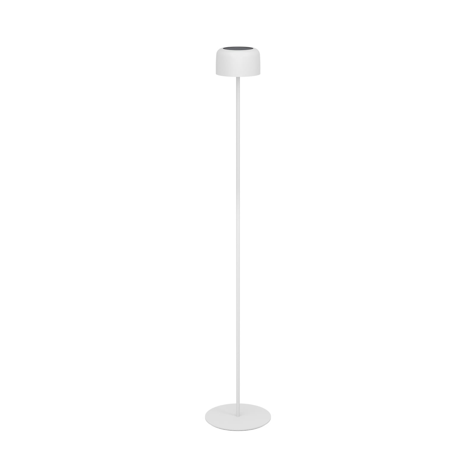 Montert Solcellelampe LED Roccanova-L stål hvit på terrasse