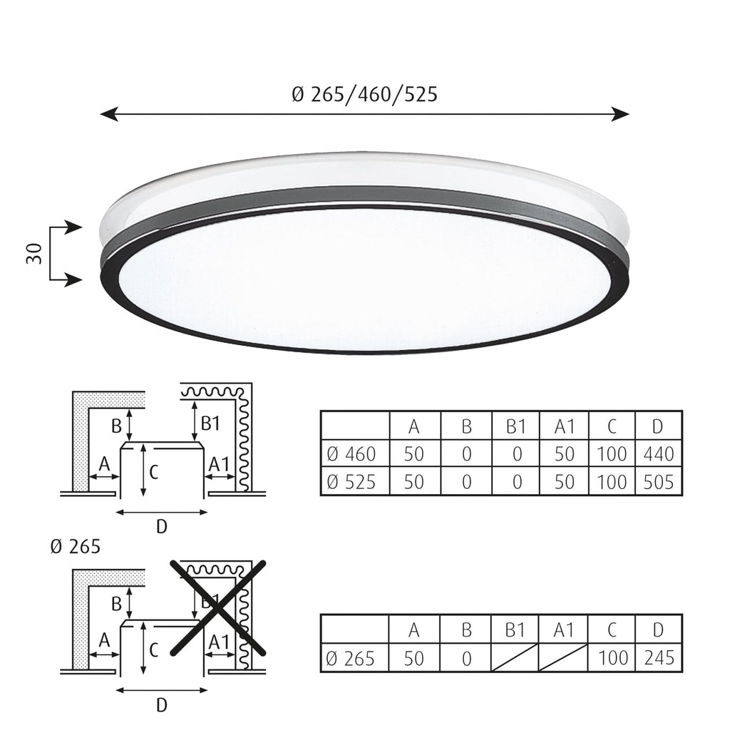 Munkegaard LED innbyggingsspot dimbar Ø26,5 cm krom 15W bakside