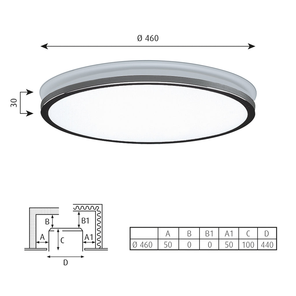 Munkegaard LED innbyggingsspot dimbar Ø46 cm krom 30W - Louis Poulsen nærbilde av opalglass