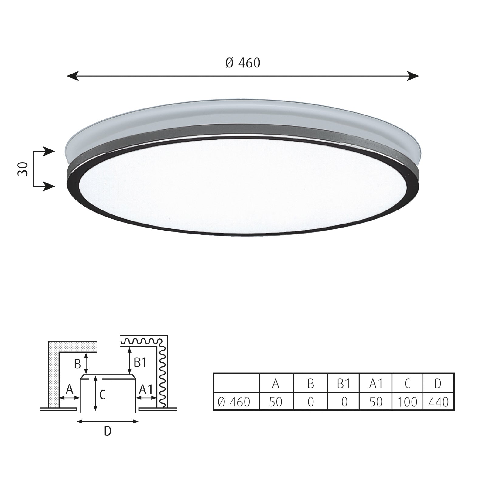 Munkegaard LED innbyggingsspot dimbar Ø46 cm krom 30W - Louis Poulsen nærbilde av opalglass