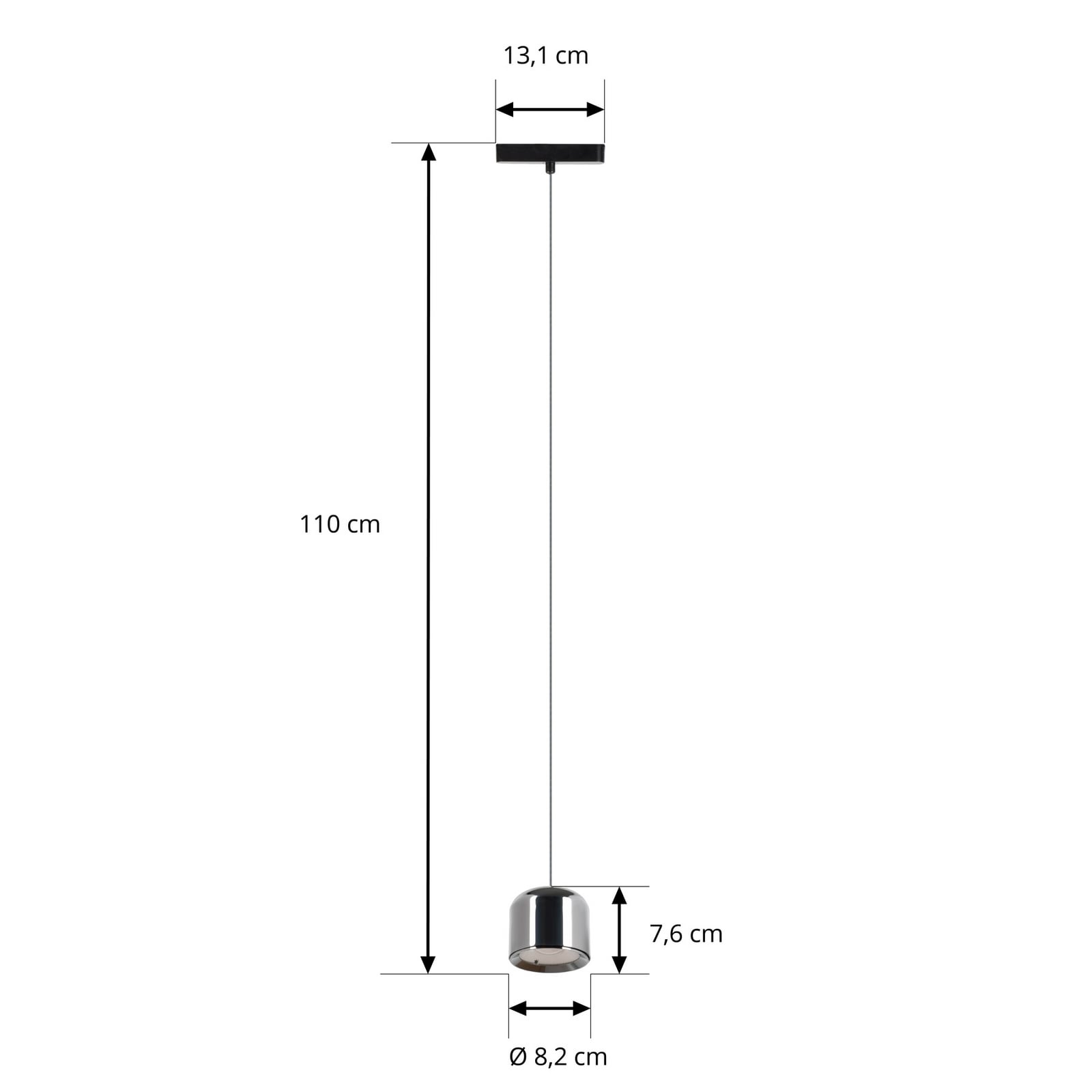 Nærbilde av LED-pendellampe 48V Lumaro svart aluminium