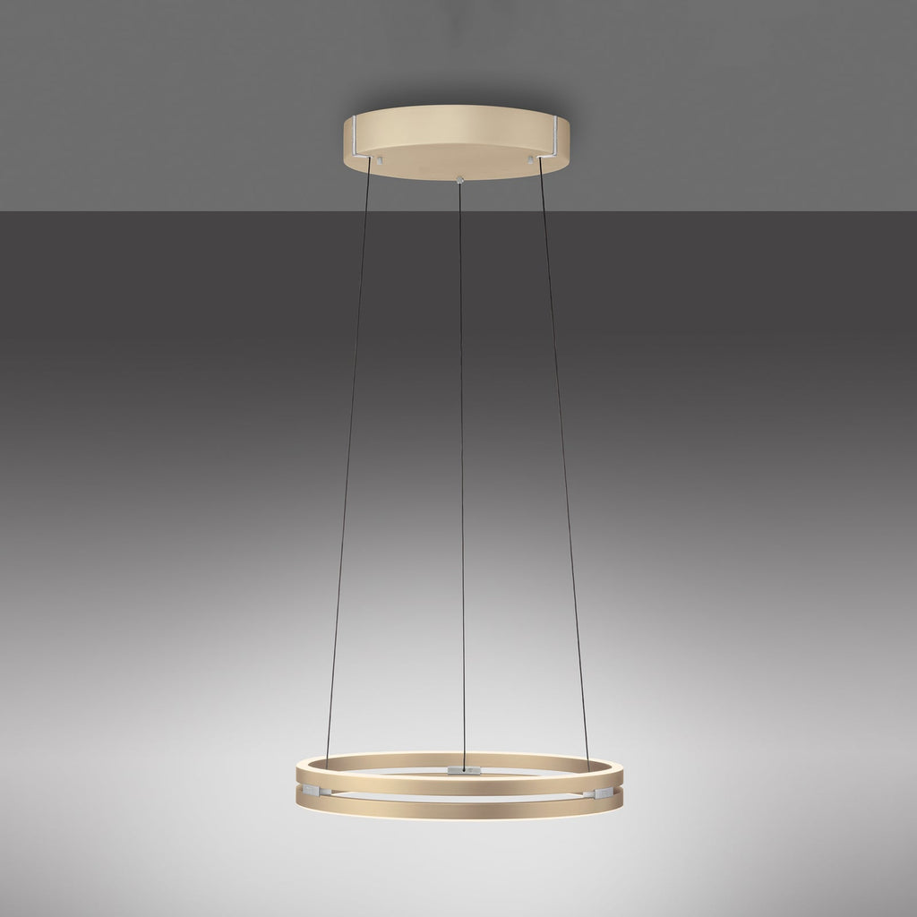 Nærbilde av LED pendellampe PURE E-Loop messing