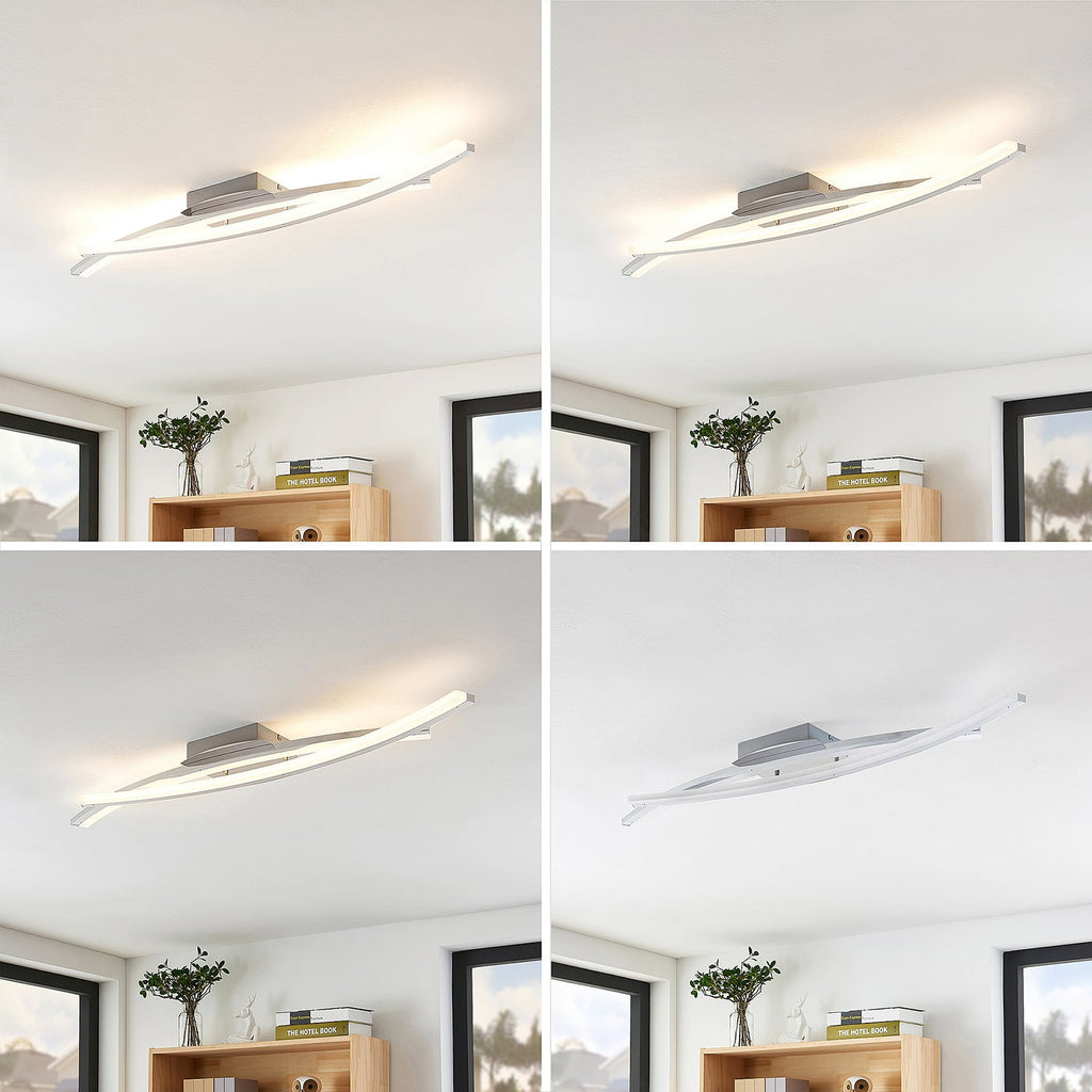 Nærbilde av LED taklampe Elarit dimbar krom 104 cm 30W varmhvit