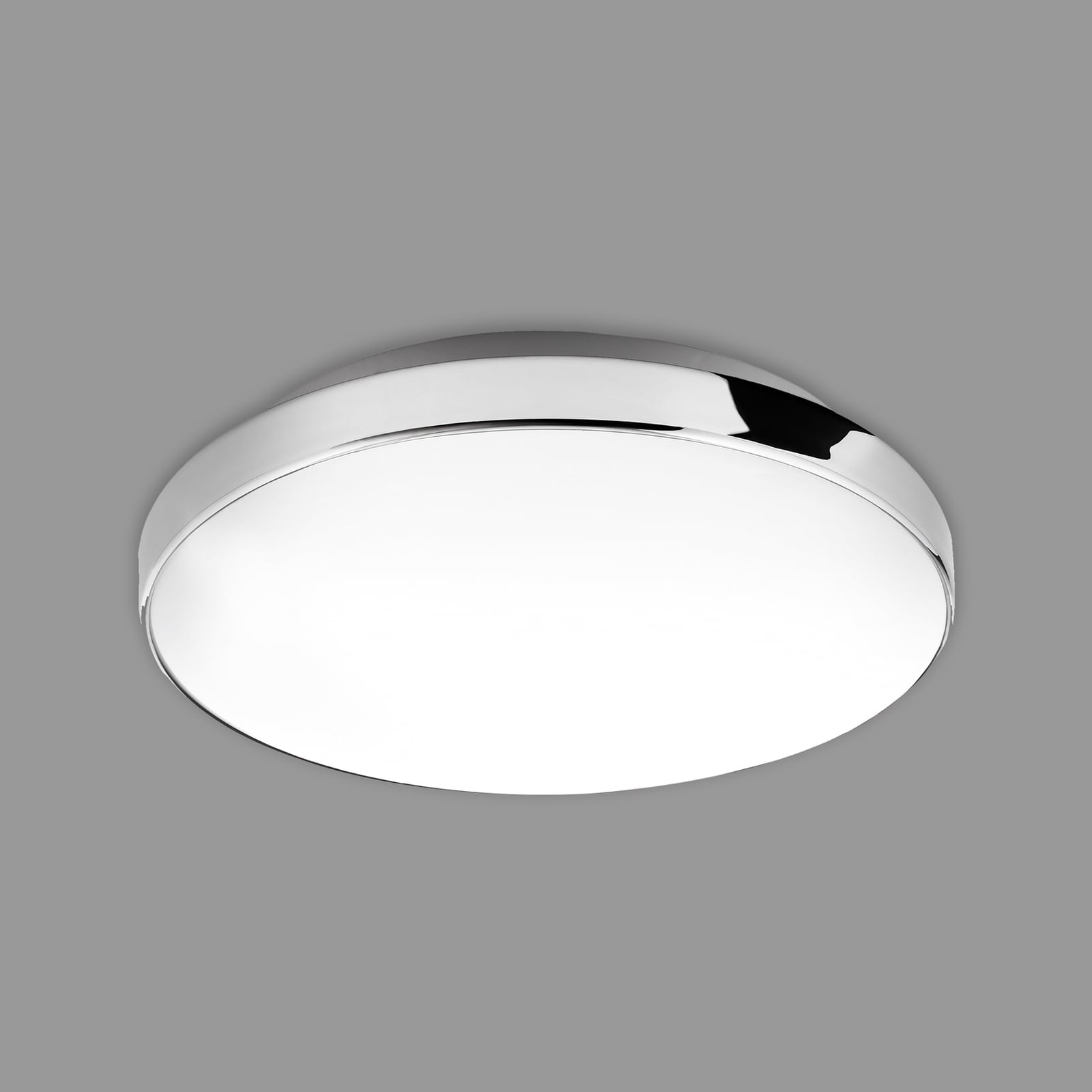 Nærbilde av LED taklampe Malbona krom/hvit