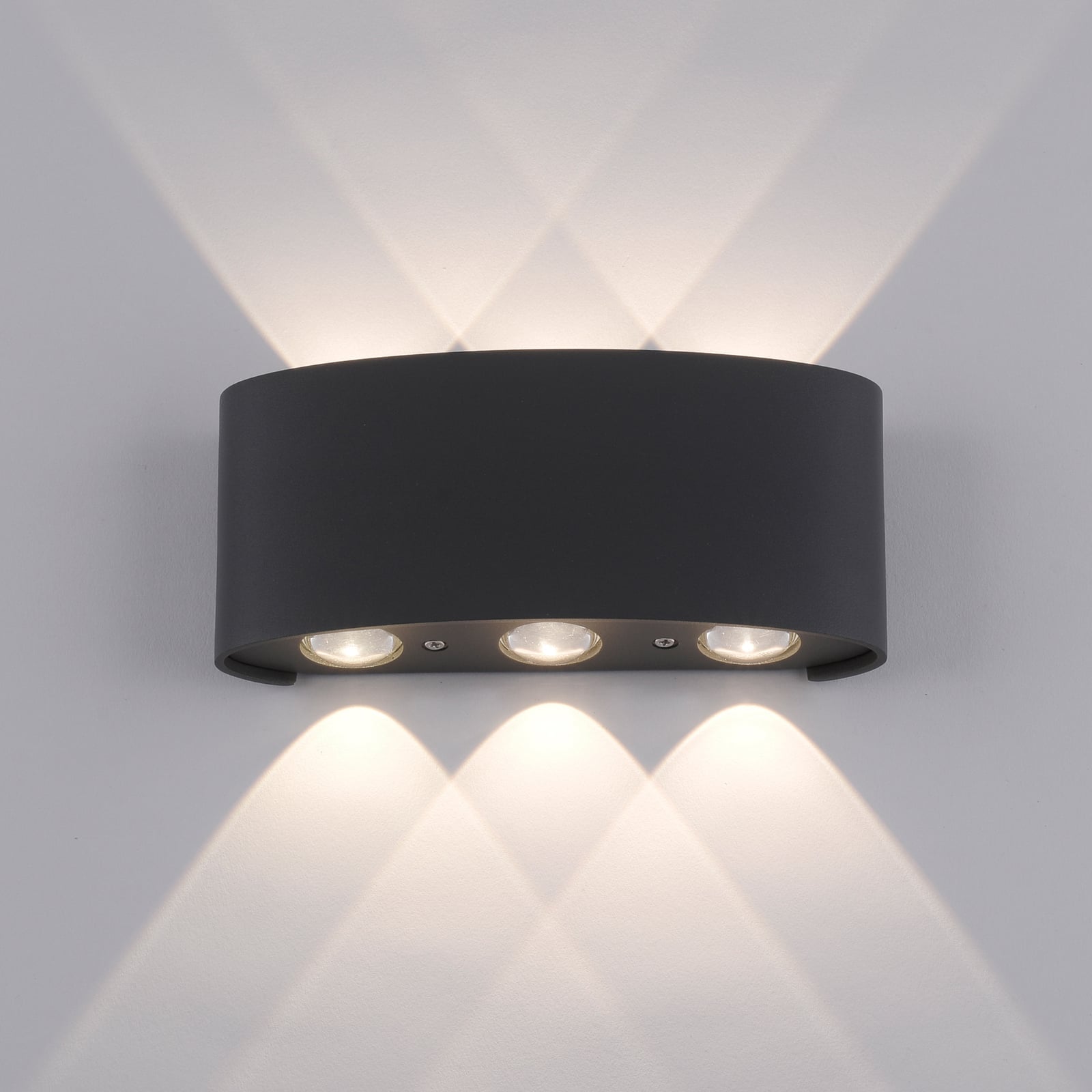Nærbilde av LED utevegglampe Carlo opp/ned antrasitt