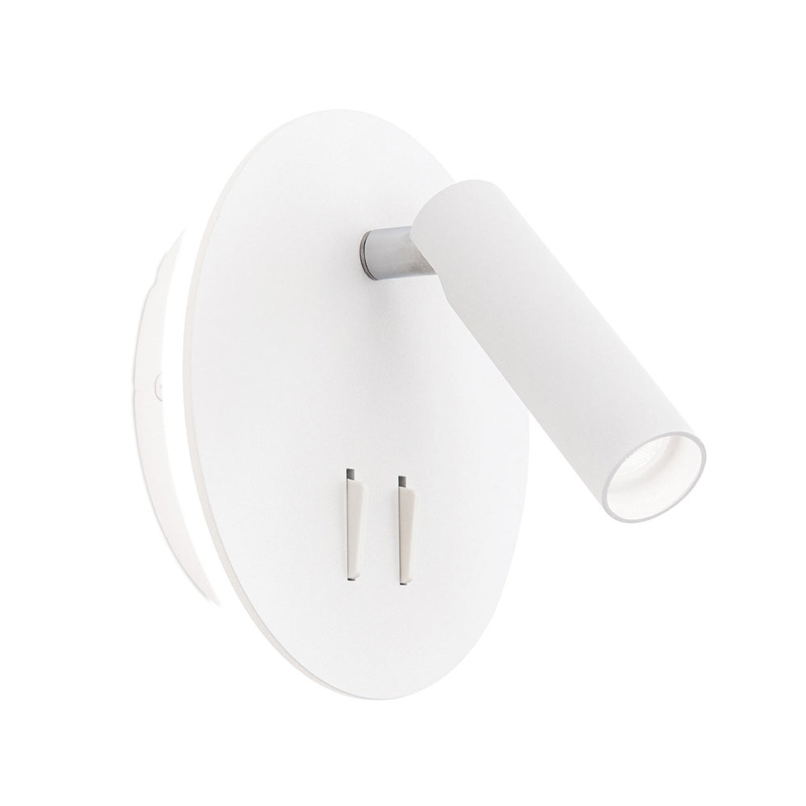 Nærbilde av bryter på LED vegglampe Lenny med spot og indirekte lys hvit