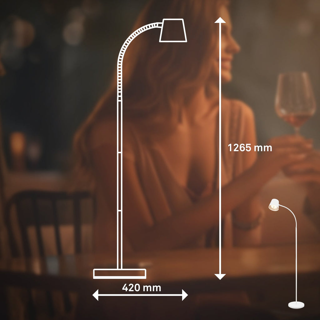 Nærbilde av LED-pære i gulvlampe Cielo oppladbar