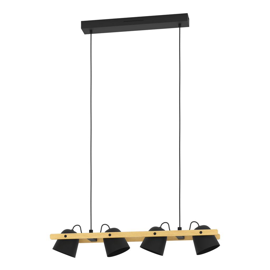 Nærbilde av LED-spotter på Hornwood-Z 4-lys LED dimbar RGB CCT svart/tre