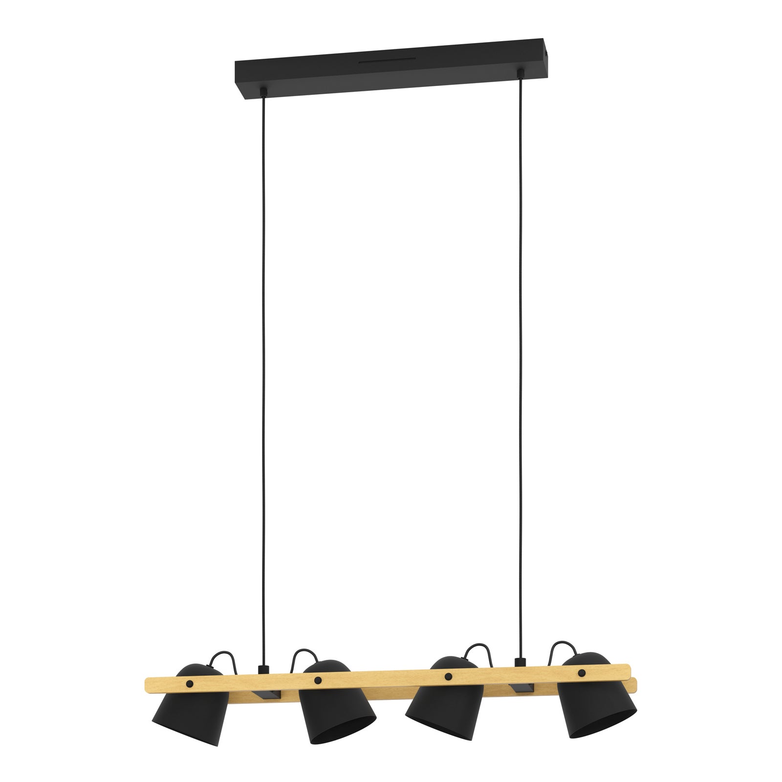 Nærbilde av LED-spotter på Hornwood-Z 4-lys LED dimbar RGB CCT svart/tre