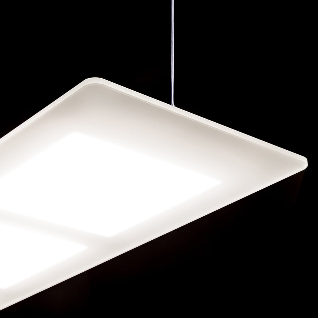 Nærbilde av OLED pendellampe flat dimbar hvit glass 47 cm 17W