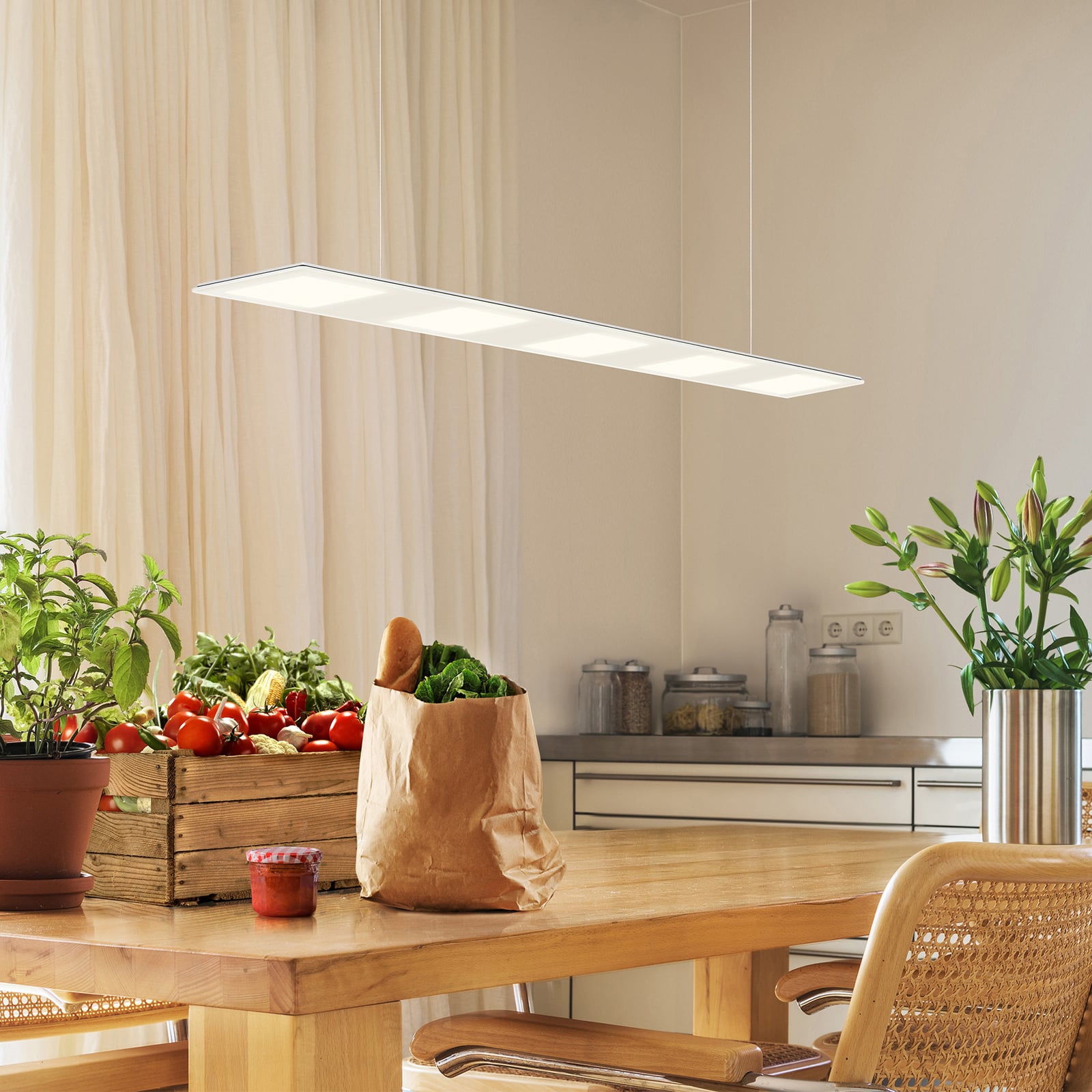 OLED pendellampe One s5L glass dimbar 96 cm hvit/svart montert