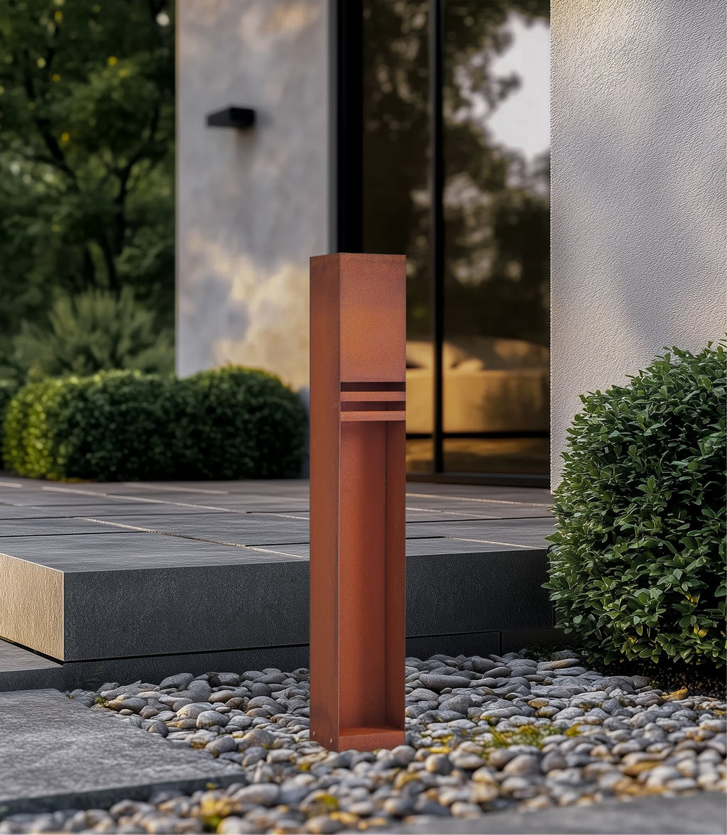 Oxido LED sti-lampe cortenstål rustfarget 80 cm detalj