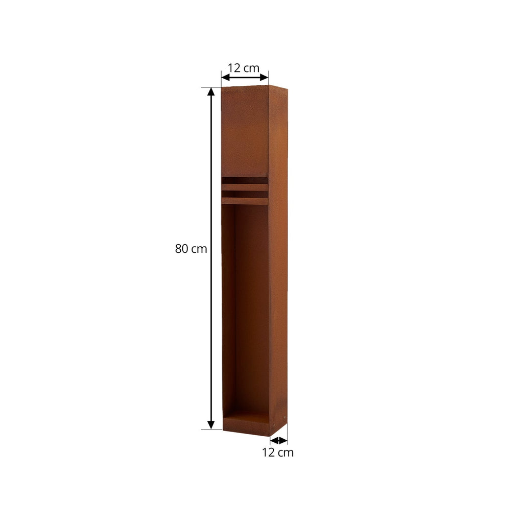 Oxido LED sti-lampe cortenstål rustfarget 80 cm nærbilde av lampe