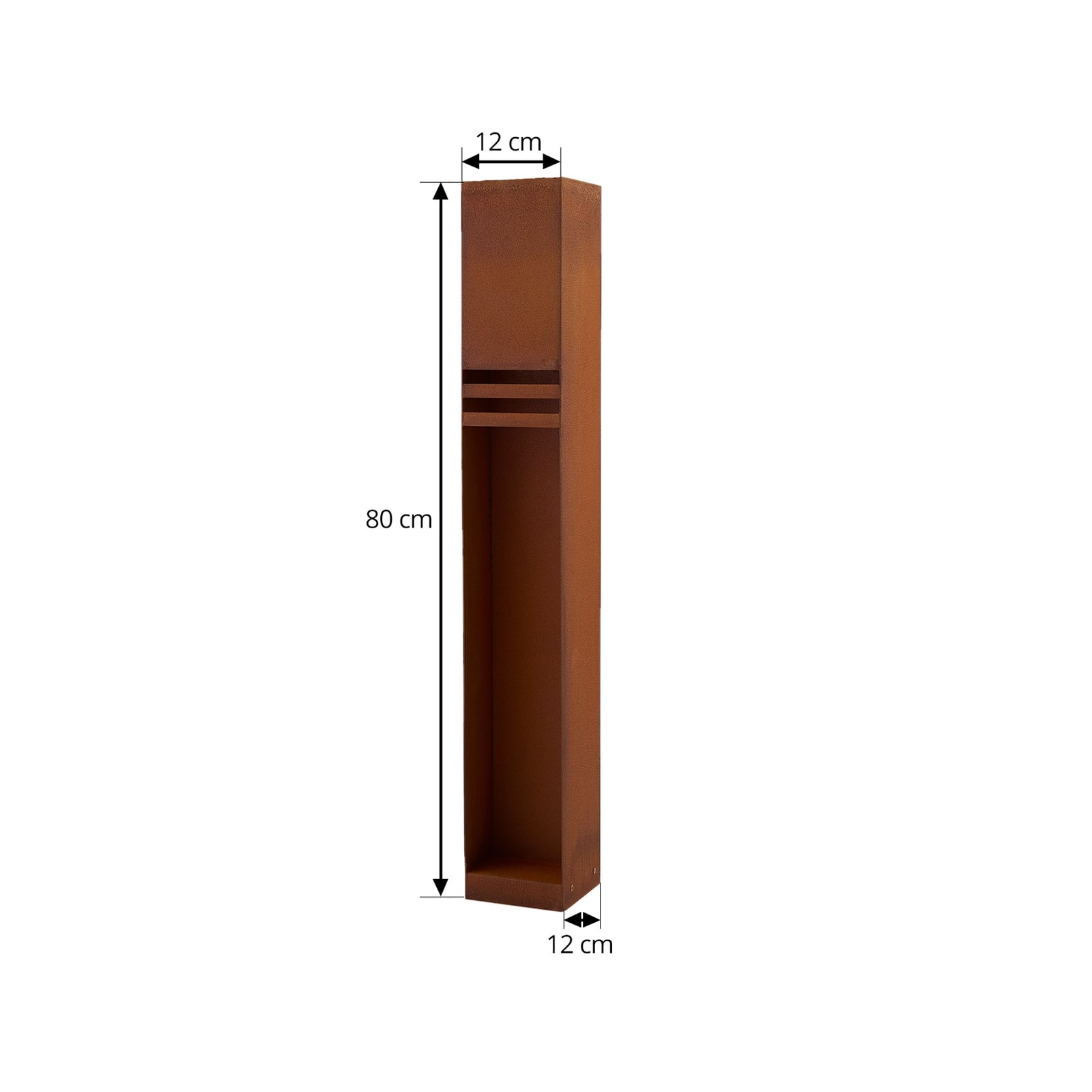 Oxido LED sti-lampe cortenstål rustfarget 80 cm nærbilde av lampe