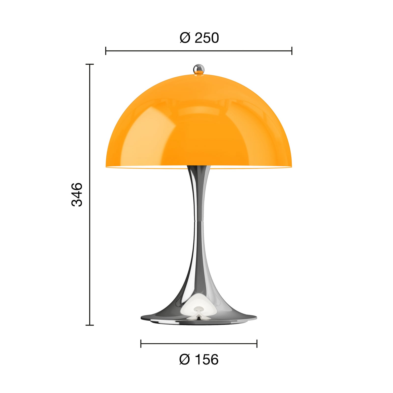 Panthella 250 Portable oppladbar bordlampe opal-oransje IP44 detalj av lampeskjerm