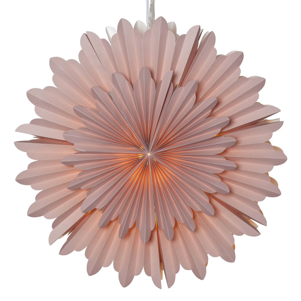 Detalj av Papirstjerne Crystal rosa Ø50 cm