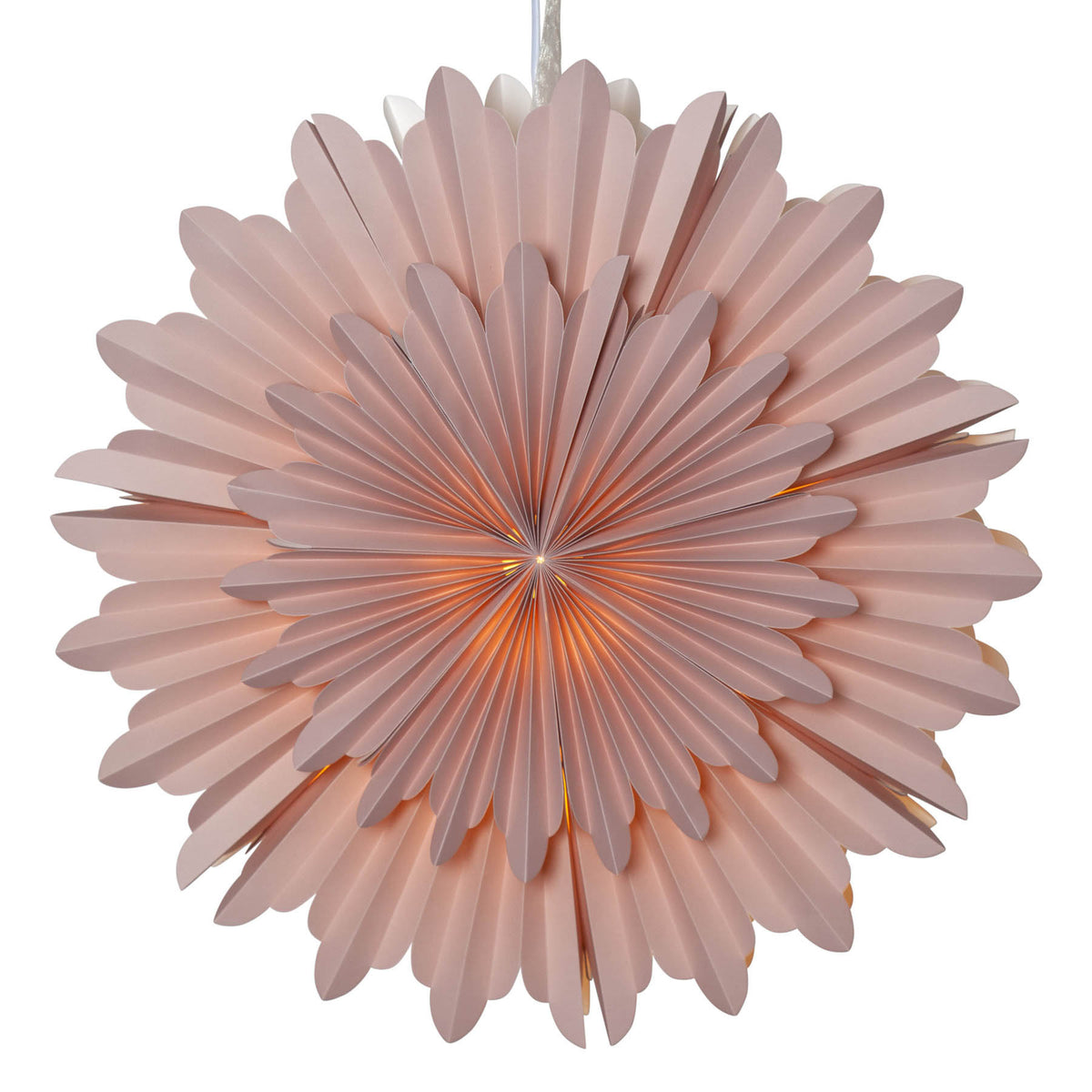Detalj av Papirstjerne Crystal rosa Ø50 cm