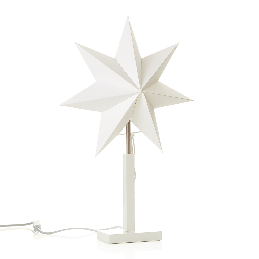Papirstjerne Karo på trefot beige høyde 55 cm E14 detalj av fot