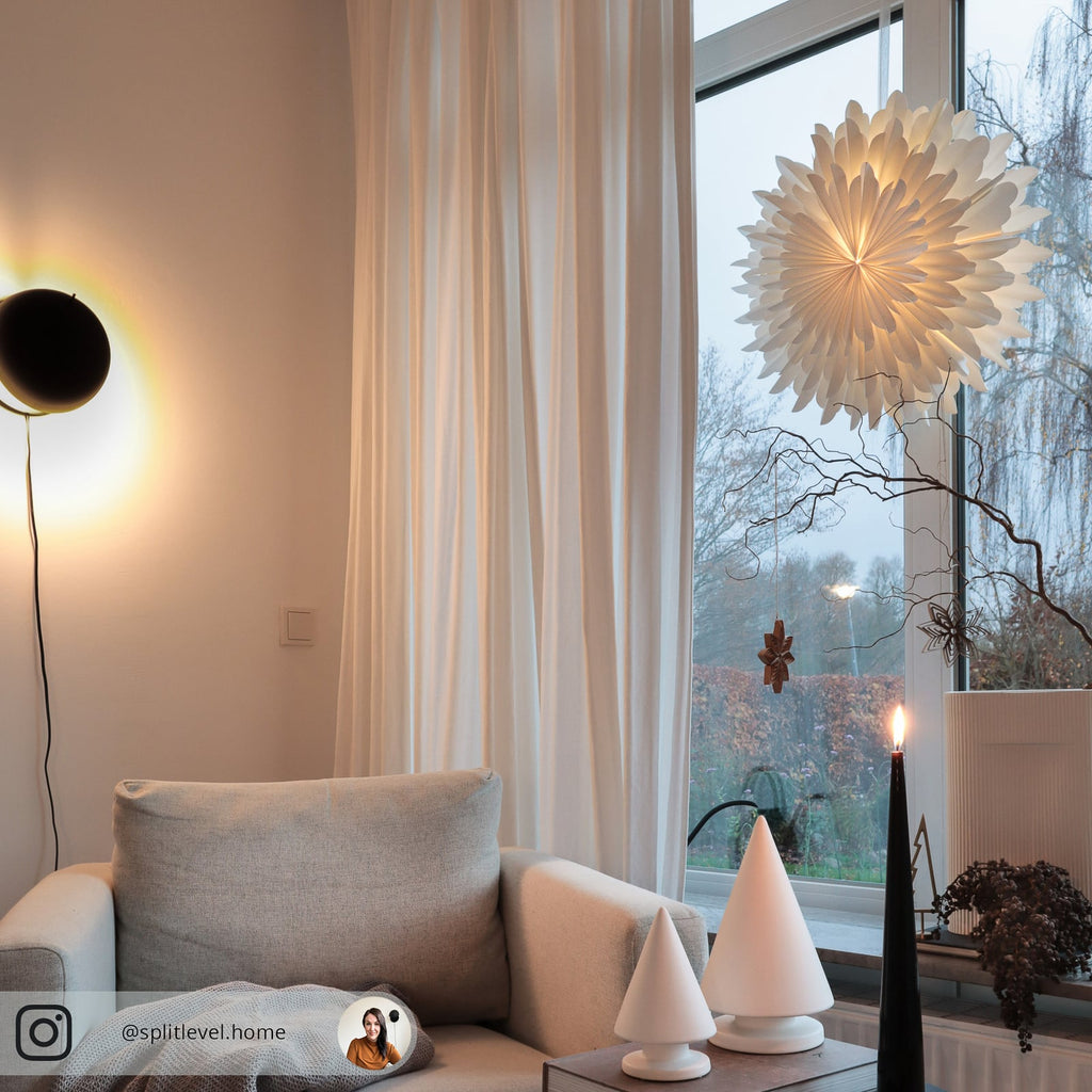 Papirstjerne Snow Ø50 cm hvit 3-lags uten sokkel helhetsbilde