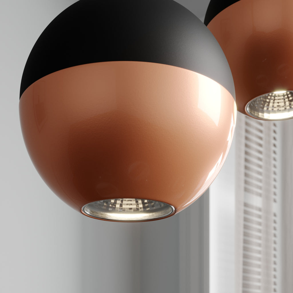 Pendellampe 4-lys svart/kobber 65 cm lang GU10 HELAM justerbar oppheng