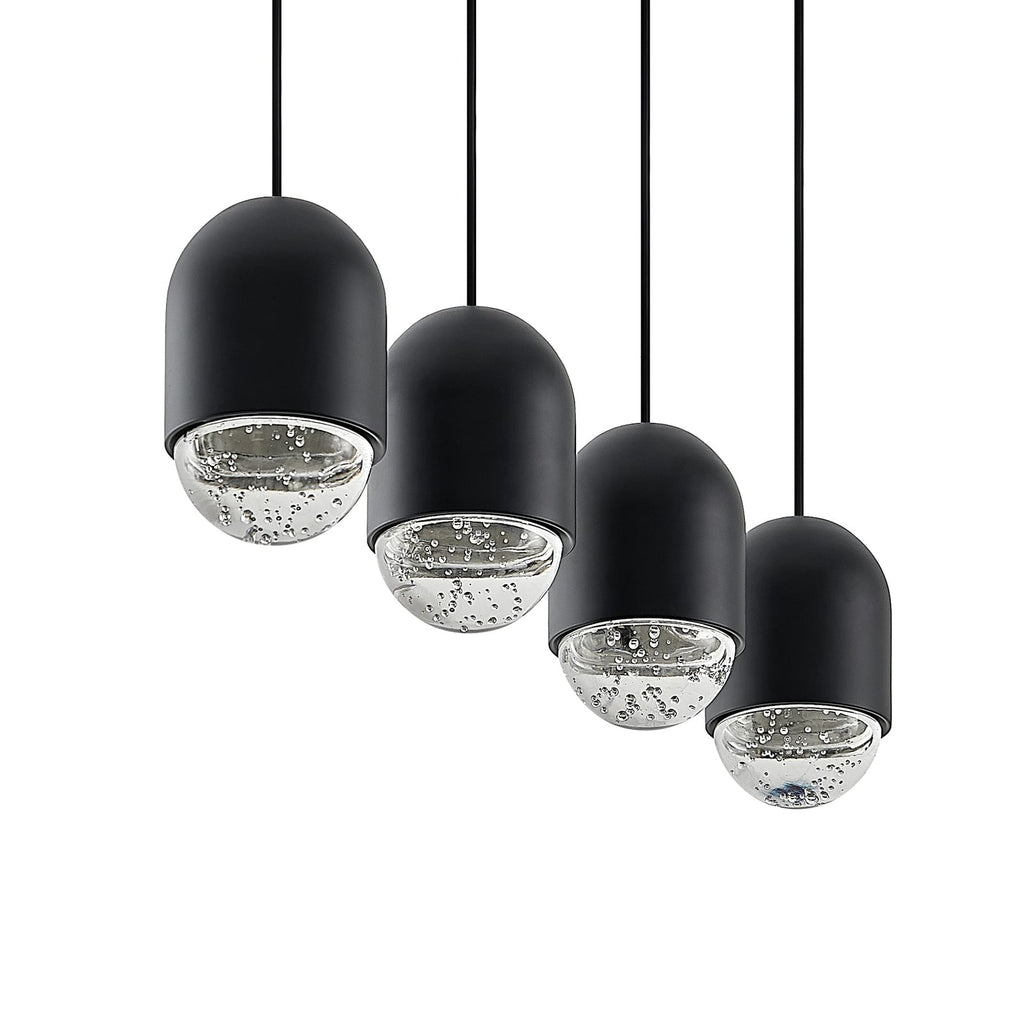 Pendellampe Amielle 4-lys glass svart GU10 71 cm nærbilde av lampearm