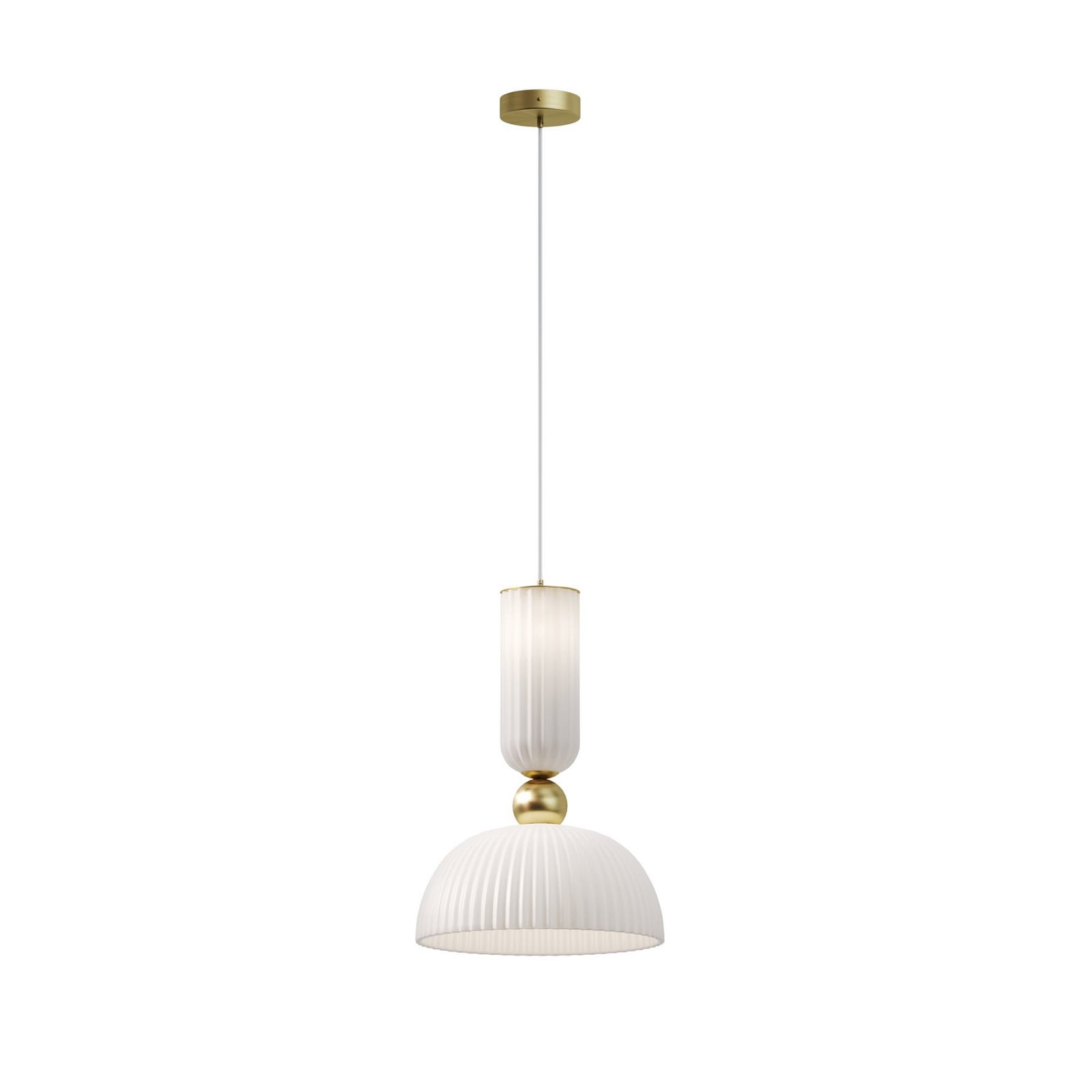 Pendellampe Antic glass hvit/gull forfra