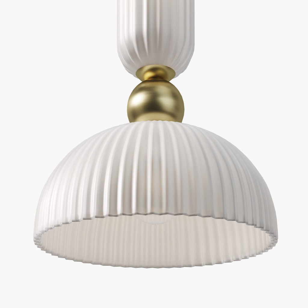Pendellampe Antic glass hvit/gull detalj av glasskuppel