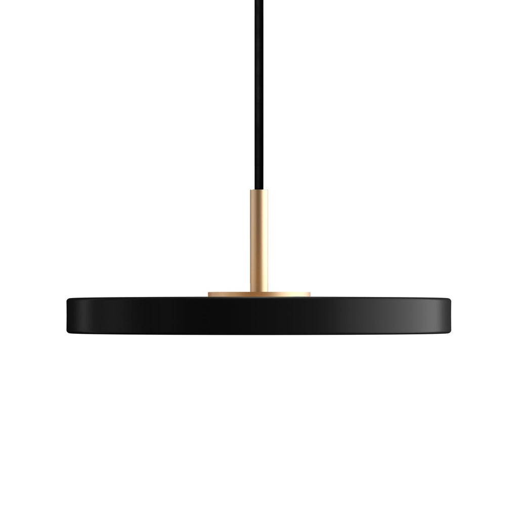 Pendellampe Asteria Micro V2 LED dimbar svart Ø15 cm detalj messingelement
