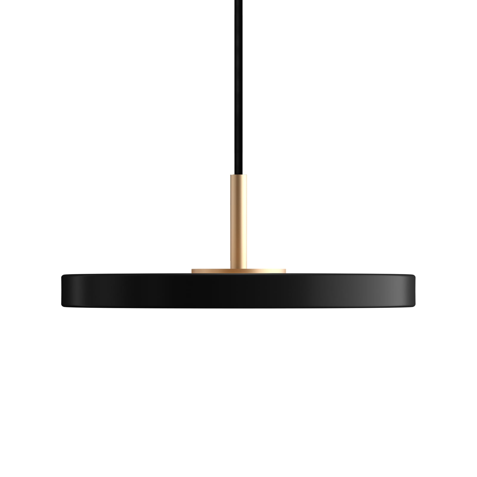 Pendellampe Asteria Micro V2 LED dimbar svart Ø15 cm detalj messingelement