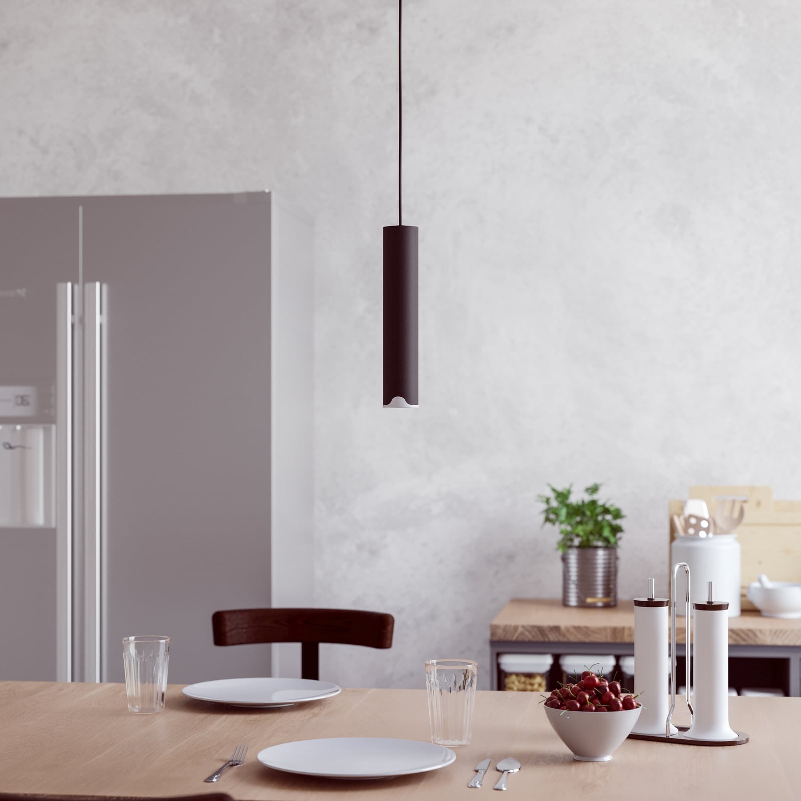 Pendellampe Balamorta-Z LED dimbar RGB CCT svart montert i rom