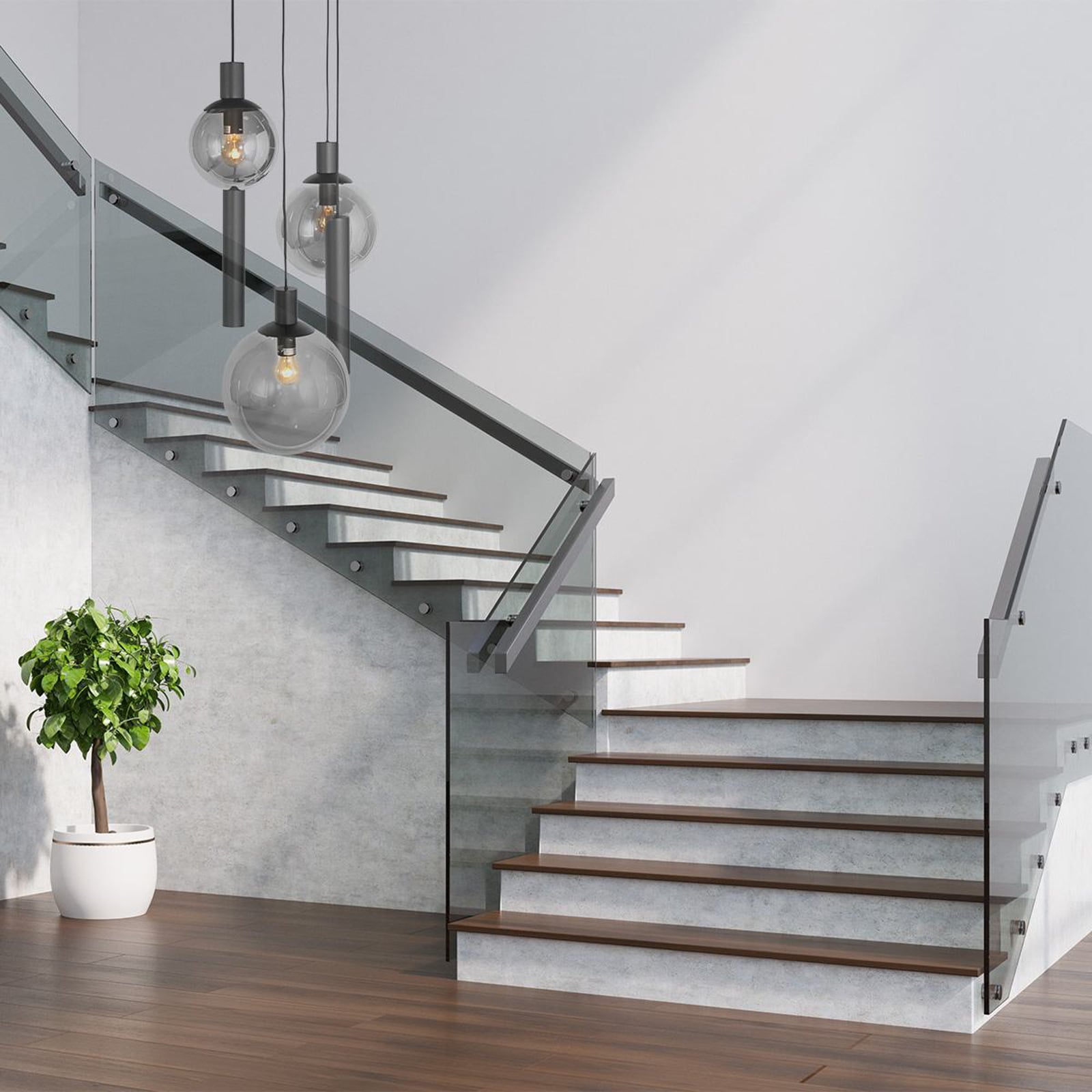 Pendellampe Bollique 5-lys glass svart bakside