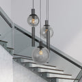 Pendellampe Bollique 5-lys glass svart forfra