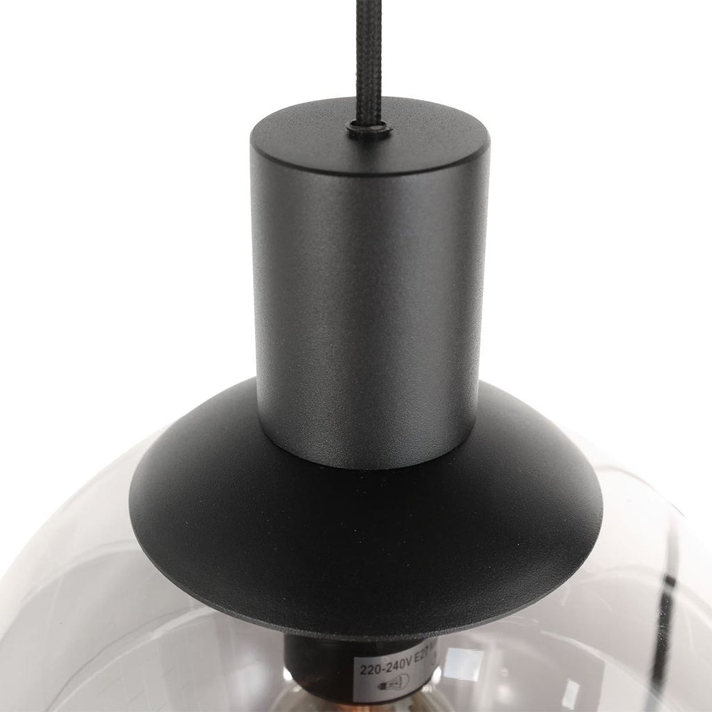 Pendellampe Bollique 5-lys glass svart lyskilder