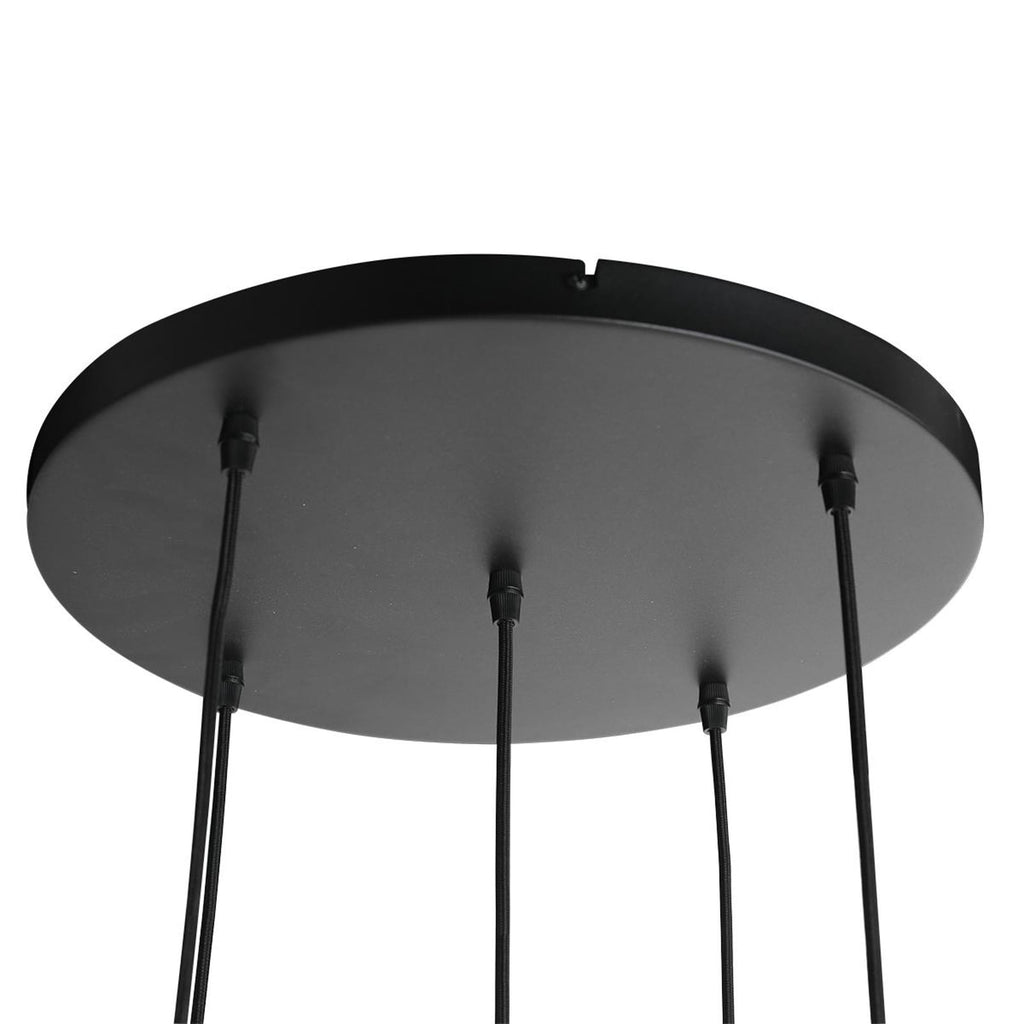 Pendellampe Bollique 5-lys glass svart oppheng