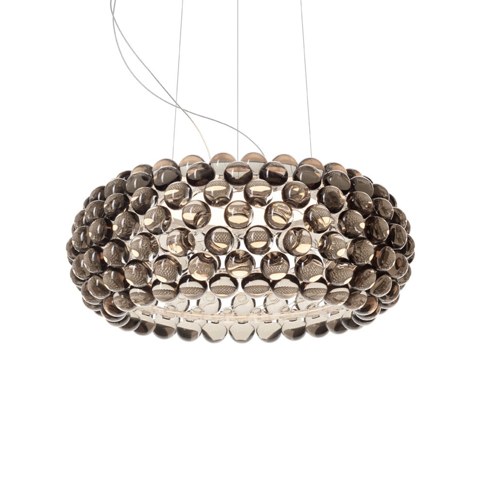 Pendellampe Caboche Plus media dimbar røykgrå Ø50 cm detalj av perler