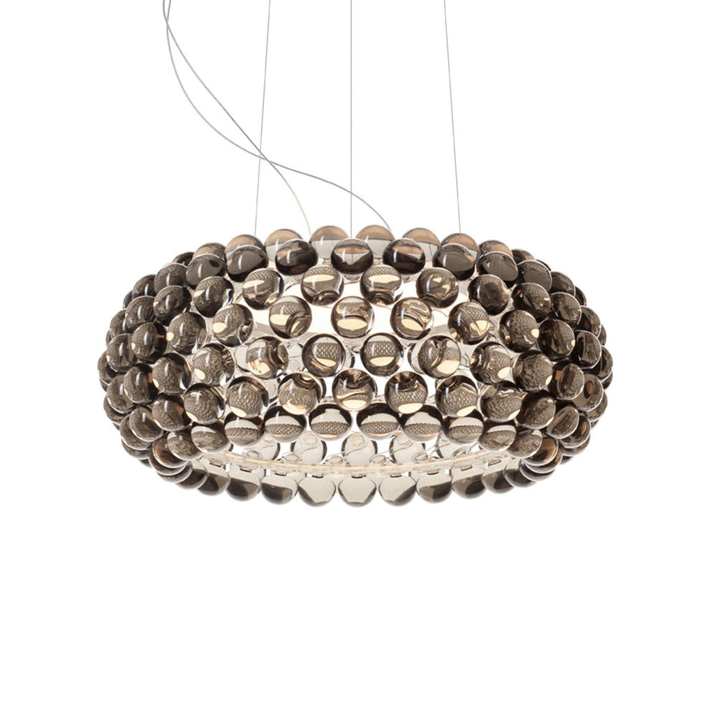 Pendellampe Caboche Plus media dimbar røykgrå Ø50 cm detalj av perler