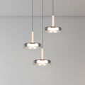 Pendellampe Celeste LED 3-lys glass og tre forfra