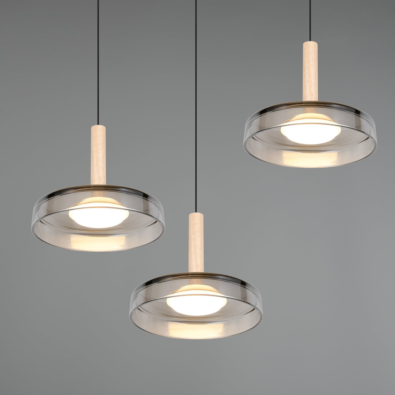 Pendellampe Celeste LED 3-lys glass og tre justerbar høyde