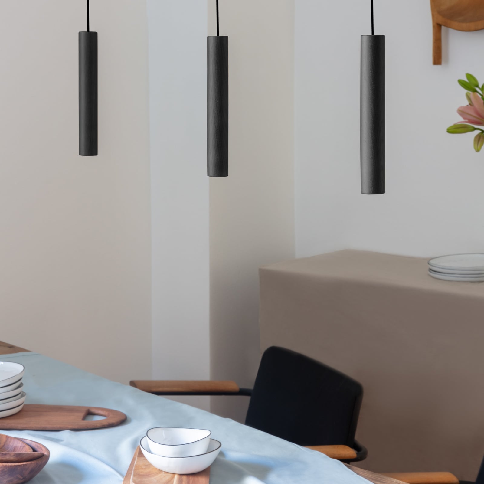 Pendellampe Chimes eik svart LED 2W varmhvit bakside